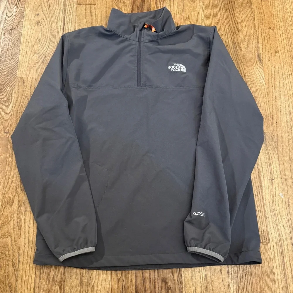 The North Face Apex Mens Gray Quarter Zip Softshell Pullover Jacket Size Medium